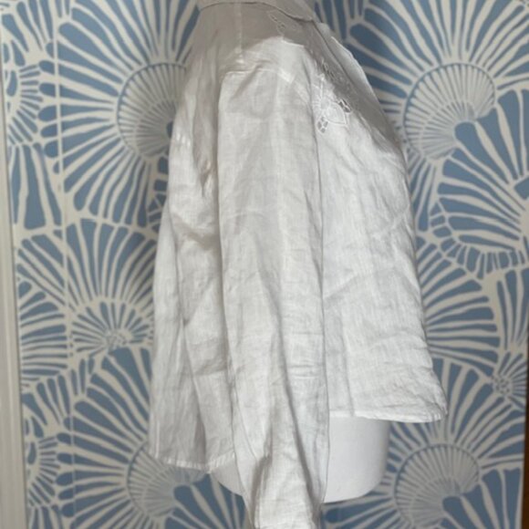 Madewell White Linen Resort Long-Sleeve Eyelet Shirt Size XS - Picture 8 of 12